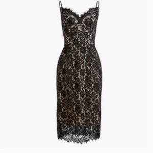 J.Crew Women's Black Lace Dress with Nude Slip sz 12
